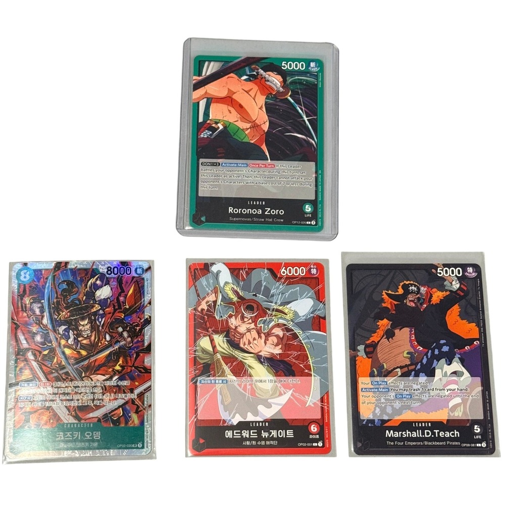 One Piece TCG 4 Card Lot Zoro Teach Whitebeard Oden OP12 OP09 OP02 EN/KR